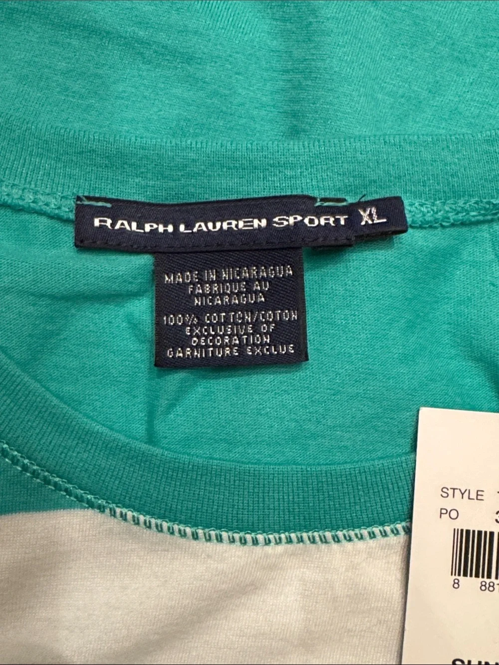 Ralph Lauren Aqua and White Striped Polo Tee. Size XL. NWT